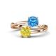 1 - Jianna 6.00 mm Cushion Blue Topaz and Round Yellow Diamond 2 Stone Promise Ring 