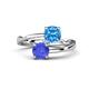 1 - Jianna 6.00 mm Cushion Blue Topaz and Round Tanzanite 2 Stone Promise Ring 