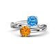 1 - Jianna 6.00 mm Cushion Blue Topaz and Round Citrine 2 Stone Promise Ring 