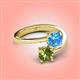 4 - Jianna 6.00 mm Cushion Blue Topaz and Round Peridot 2 Stone Promise Ring 