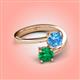 4 - Jianna 6.00 mm Cushion Blue Topaz and Round Emerald 2 Stone Promise Ring 