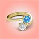4 - Jianna 6.00 mm Cushion Blue Topaz and Round White Sapphire 2 Stone Promise Ring 