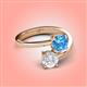 4 - Jianna 6.00 mm Cushion Blue Topaz and Round White Sapphire 2 Stone Promise Ring 