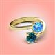 4 - Jianna 6.00 mm Cushion Blue Topaz and Round Blue Diamond 2 Stone Promise Ring 