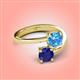 4 - Jianna 6.00 mm Cushion Blue Topaz and Round Blue Sapphire 2 Stone Promise Ring 