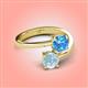 4 - Jianna 6.00 mm Cushion Blue Topaz and Round Aquamarine 2 Stone Promise Ring 