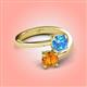 4 - Jianna 6.00 mm Cushion Blue Topaz and Round Citrine 2 Stone Promise Ring 