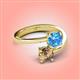 4 - Jianna 6.00 mm Cushion Blue Topaz and Round Smoky Quartz 2 Stone Promise Ring 