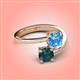 4 - Jianna 6.00 mm Cushion Blue Topaz and Round London Blue Topaz 2 Stone Promise Ring 