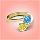 4 - Jianna 6.00 mm Cushion Blue Topaz and Round Yellow Diamond 2 Stone Promise Ring 