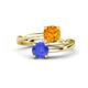 1 - Jianna 6.00 mm Cushion Citrine and Round Tanzanite 2 Stone Promise Ring 