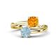 1 - Jianna 6.00 mm Cushion Citrine and Round Aquamarine 2 Stone Promise Ring 