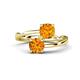 1 - Jianna 6.00 mm Cushion and Round Citrine 2 Stone Promise Ring 