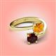 4 - Jianna 6.00 mm Cushion Citrine and Round Red Garnet 2 Stone Promise Ring 