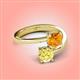 4 - Jianna 6.00 mm Cushion Citrine and Round Lab Created Yellow Sapphire 2 Stone Promise Ring 