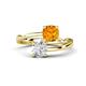 1 - Jianna 6.00 mm Cushion Citrine and Round White Sapphire 2 Stone Promise Ring 