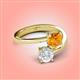 4 - Jianna 6.00 mm Cushion Citrine and Round White Sapphire 2 Stone Promise Ring 