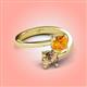 4 - Jianna 6.00 mm Cushion Citrine and Round Smoky Quartz 2 Stone Promise Ring 