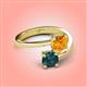 4 - Jianna 6.00 mm Cushion Citrine and Round London Blue Topaz 2 Stone Promise Ring 