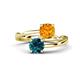 1 - Jianna 6.00 mm Cushion Citrine and Round Blue Diamond 2 Stone Promise Ring 