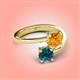 4 - Jianna 6.00 mm Cushion Citrine and Round Blue Diamond 2 Stone Promise Ring 