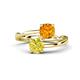 1 - Jianna 6.00 mm Cushion Citrine and Round Yellow Diamond 2 Stone Promise Ring 