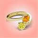 4 - Jianna 6.00 mm Cushion Citrine and Round Yellow Diamond 2 Stone Promise Ring 