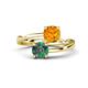 1 - Jianna 6.00 mm Cushion Citrine and Round Lab Created Alexandrite 2 Stone Promise Ring 