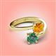 4 - Jianna 6.00 mm Cushion Citrine and Round Lab Created Alexandrite 2 Stone Promise Ring 