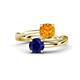 1 - Jianna 6.00 mm Cushion Citrine and Round Blue Sapphire 2 Stone Promise Ring 
