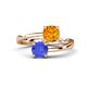 1 - Jianna 6.00 mm Cushion Citrine and Round Tanzanite 2 Stone Promise Ring 