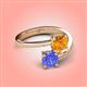 4 - Jianna 6.00 mm Cushion Citrine and Round Tanzanite 2 Stone Promise Ring 