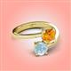 4 - Jianna 6.00 mm Cushion Citrine and Round Aquamarine 2 Stone Promise Ring 