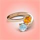 4 - Jianna 6.00 mm Cushion Citrine and Round Aquamarine 2 Stone Promise Ring 