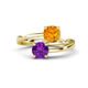 1 - Jianna 6.00 mm Cushion Citrine and Round Amethyst 2 Stone Promise Ring 