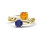 1 - Jianna 6.00 mm Cushion Citrine and Round Iolite 2 Stone Promise Ring 