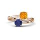 1 - Jianna 6.00 mm Cushion Citrine and Round Iolite 2 Stone Promise Ring 