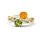 1 - Jianna 6.00 mm Cushion Citrine and Round Peridot 2 Stone Promise Ring 