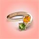 4 - Jianna 6.00 mm Cushion Citrine and Round Peridot 2 Stone Promise Ring 