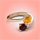 4 - Jianna 6.00 mm Cushion Citrine and Round Red Garnet 2 Stone Promise Ring 