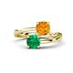 1 - Jianna 6.00 mm Cushion Citrine and Round Emerald 2 Stone Promise Ring 