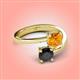 4 - Jianna 6.00 mm Cushion Citrine and Round Black Diamond 2 Stone Promise Ring 