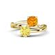 1 - Jianna 6.00 mm Cushion Citrine and Round Lab Created Yellow Sapphire 2 Stone Promise Ring 