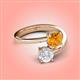 4 - Jianna 6.00 mm Cushion Citrine and Round White Sapphire 2 Stone Promise Ring 