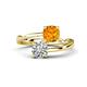 1 - Jianna 6.00 mm Cushion Citrine and GIA Certified Round Natural Diamond 2 Stone Promise Ring 