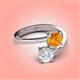 4 - Jianna 6.00 mm Cushion Citrine and Round White Sapphire 2 Stone Promise Ring 