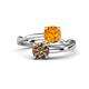 1 - Jianna 6.00 mm Cushion Citrine and Round Smoky Quartz 2 Stone Promise Ring 