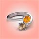 4 - Jianna 6.00 mm Cushion Citrine and Round Smoky Quartz 2 Stone Promise Ring 