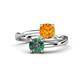 1 - Jianna 6.00 mm Cushion Citrine and Round Lab Created Alexandrite 2 Stone Promise Ring 