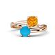 1 - Jianna 6.00 mm Cushion Citrine and Round Turquoise 2 Stone Promise Ring 